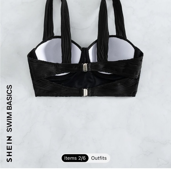 Lot of 5 SHEIN black 2 piece bathing suits and one additional top. NWOT - Picture 14 of 15